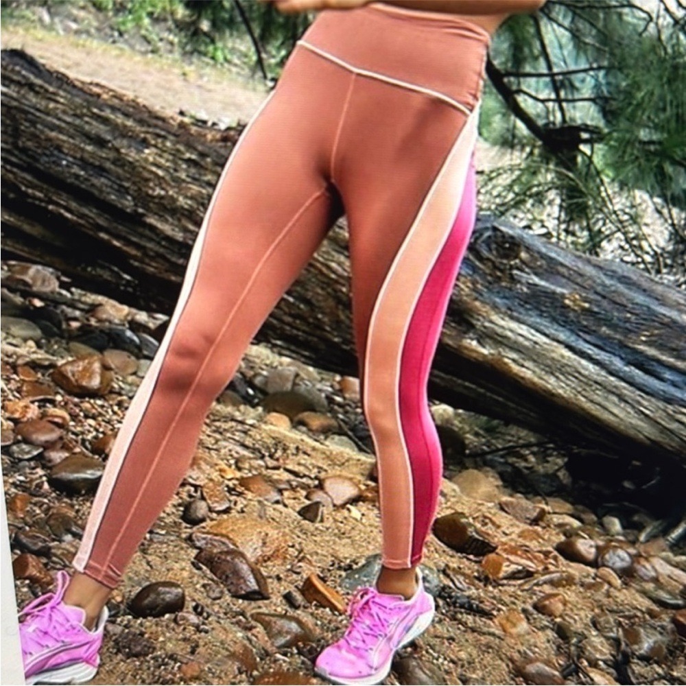 FP Movement Free People Colorblock High Rise Leggings Terracotta Pink Medium